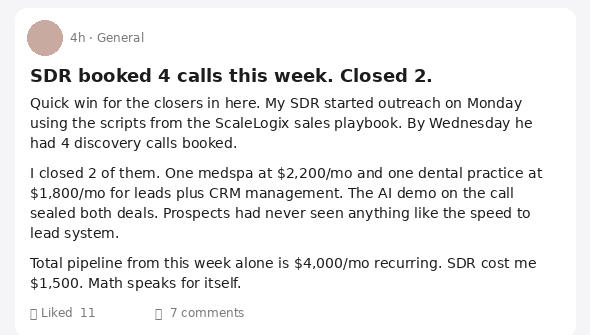 SDR booked 4 calls